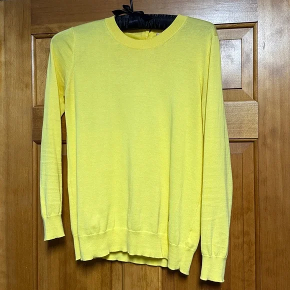 TORY BURCH bright yellow cotton sweater sz small - Picture 3 of 10
